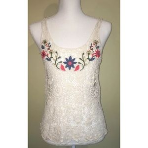 Forever 21 Floral Lace Crochet Tank Top Size S/M